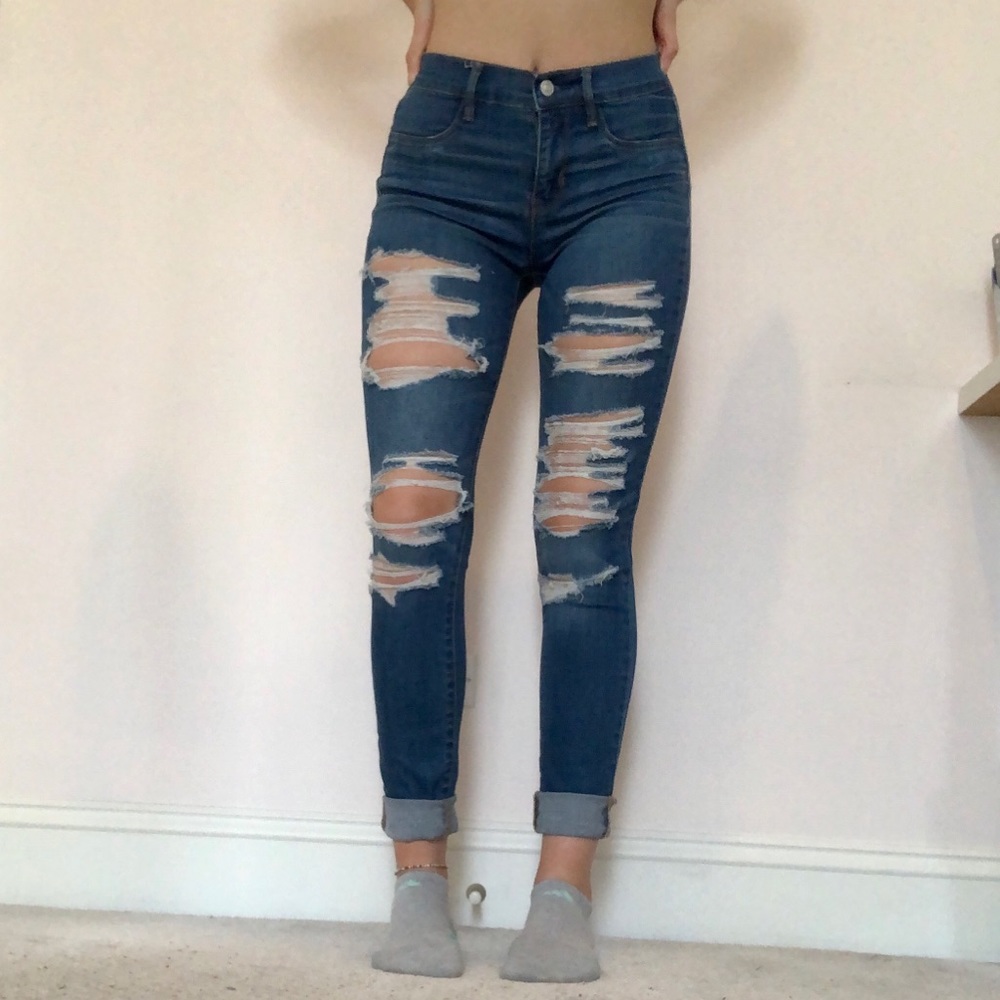 Pacsun skinny medium wash ripped skinny jeans